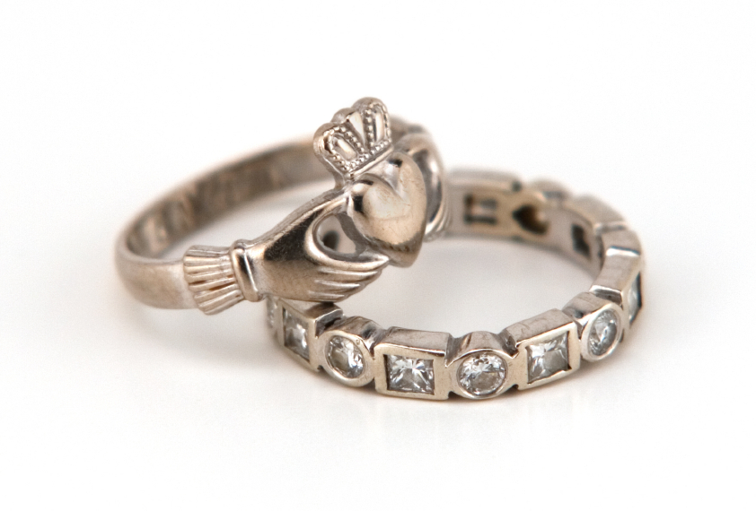 silver heart wedding ring